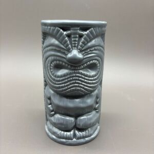 Tiki Mug KC Co Ltd Gray Ceramic Ku Style Polynesian Barware 6" 2000 Happy Tiki